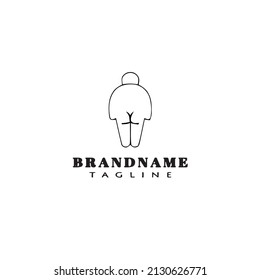 fat cartoon character logo template icon design black modern vector illustration