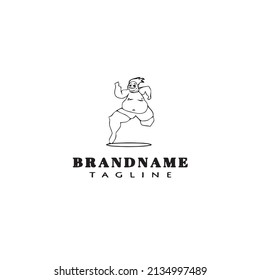 diseño de icono de la plantilla del logotipo del personaje de dibujos animados gordos ilustración vectorial moderna negra