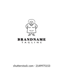 fat cartoon character logo template icon design black modern vector illustration
