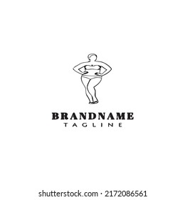 fat cartoon character logo template icon design black modern vector illustration