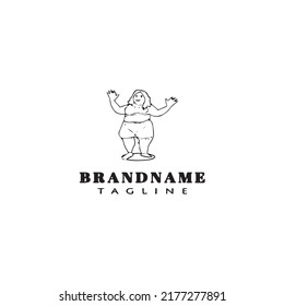 fat cartoon character logo template icon design black modern vector illustration