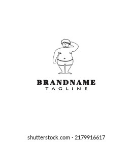 fat cartoon character logo template icon design black modern vector illustration
