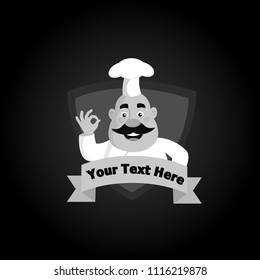 Fat Cartoon Chef bakery logo Flat Vector Illustration Design