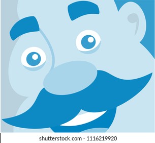 Fat Cartoon Chef blue face Flat Vector Illustration Design