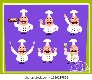 Fat Cartoon Chef Flat Vector Illustration Design