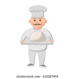 Fat cartoon chef. Vector clip art illustration with simple gradients.