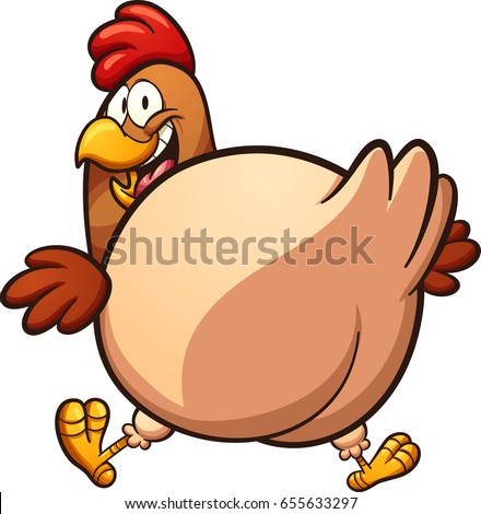 Fat Cartoon Chicken Looking Back Vector Image vectorielle de stock