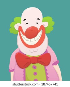 Fat cartoon clown with a red bow tie