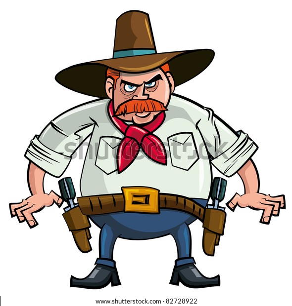 Fat Cartoon Cowboy Ready Draw Isolated Stock Vector (Royalty Free) 82728922