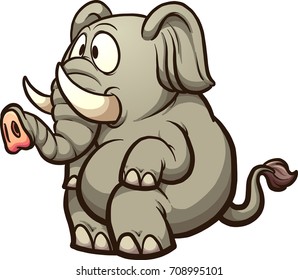 Fat cartoon elephant sitting. Vector clip art illustration with simple gradients. All in a single layer. 