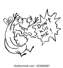 Fat cartoon fly screaming - don't kill me! Vector illustration. Digital drawing cute character.