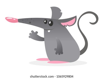 Fat cartoon mouse. Vector illustration isolated