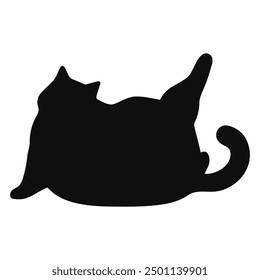 fat Cat black silhouette. Vector 9