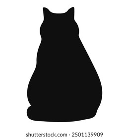 fat Cat black silhouette. Vector 6