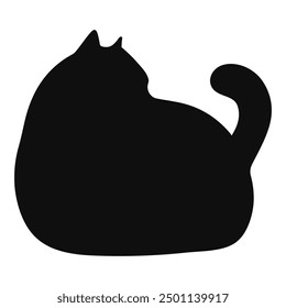 fat Cat black silhouette. Vector 13