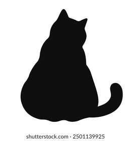 fat Cat black silhouette. Vector 2