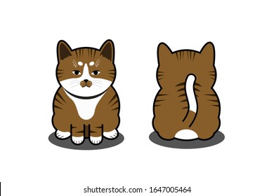 Fat Cat Brown Pattern, Cat Icon, Cat Sitting, Cute Cat