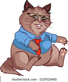 
fat cat. 
business cat with a tie