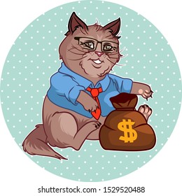 
fat cat. 
business cat with a tie