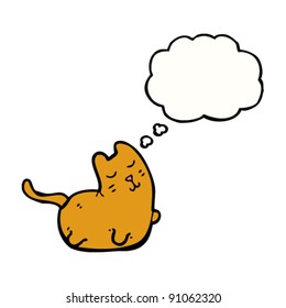 caricatura de gato gordo con burbuja de pensamiento