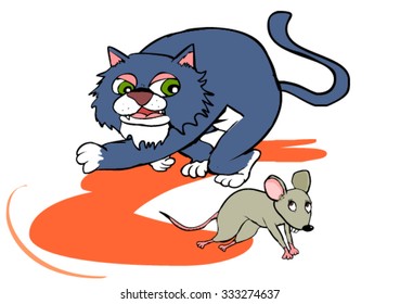 fat cat catching the mouse