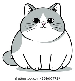 Fat cat. chubby cat outline vector illustration. cat vector