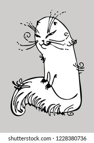 fat cat with a fluffy tail