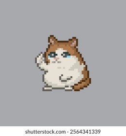 Fat cat giving thumbs up sign, pixel art meme