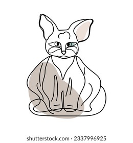 Fat cat or kitten in one continuous line