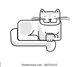 Fat cat. Line drawing