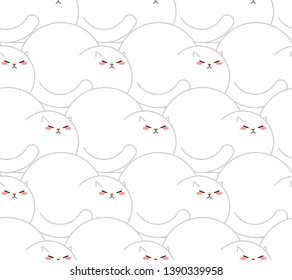 Fat cat pattern seamless. Thick pet background. Cute animal Cartoon style vector. Children cloth texture