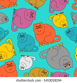 Fat cat pattern seamless. thick Pet background. vector illustration texture
