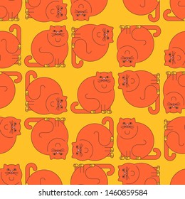 Fat cat pattern seamless. thick Pet background. vector illustration texture
