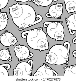 Fat cat pattern seamless. thick Pet background. vector illustration texture
