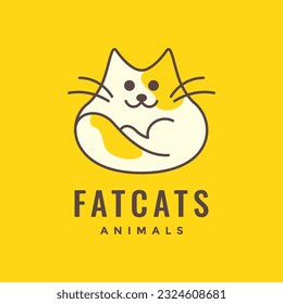fat cat pets cute cartoon mascot modern logo vector icon illustration