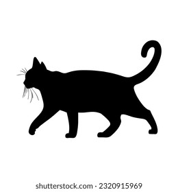 Fat cat silhouette isolated on white background