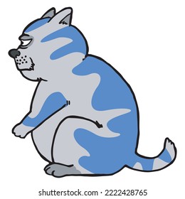 a fat cat sitting hand drawn vector