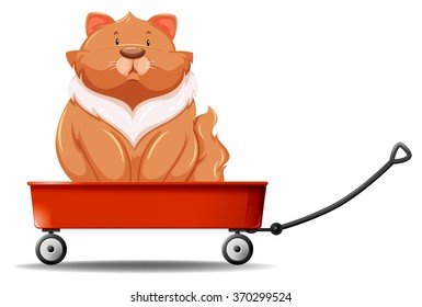 Fat cat sitting on the wagon illustration