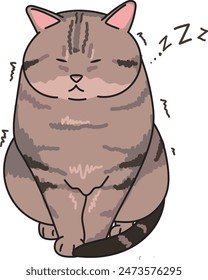 fat cat sleeping illustration, vector art
