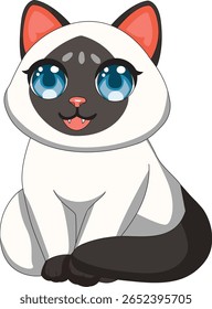 Fat Cat Smiling Cartoon Fluffy Kitten Vector