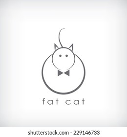 Fat cat symbol in simple lines design. Eps10 vector illustration.