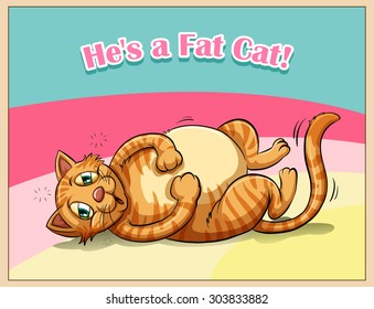 Fat cat with text illustration