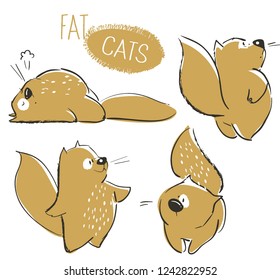fat cat vector collection