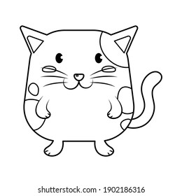 Fat cat vector illustration cartoon isolated on white background. Cute cat vector cartoon coloring page.