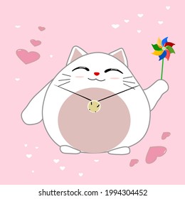 Fat cat vector illustration playing windmill.