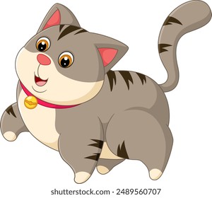 The fat cat walked lazily, showing off its gentle charm proudly of illustration