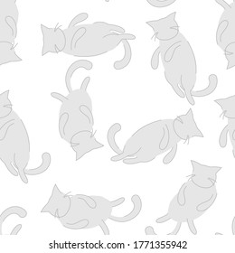Fat cats pattern on white background vector illustration cartoon flat 