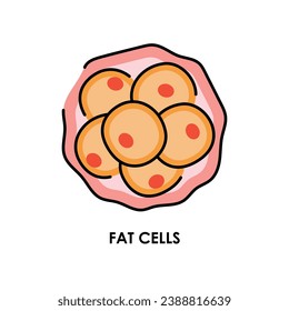 Fat cells color line icon. Microorganisms microbes, bacteria. Vector isolated element. Editable stroke.