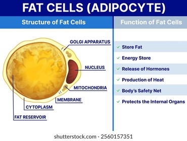 Fat cells. Medical infographic. Educational infographic. Vector illustration.