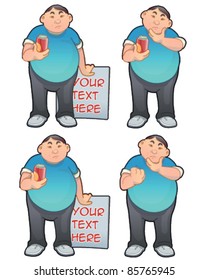 Fat character with various gestures